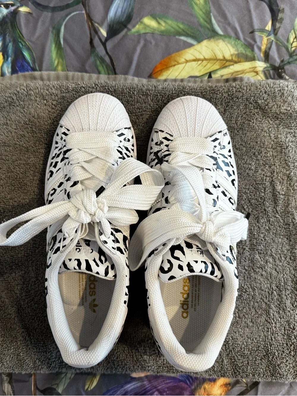 Adidas Superstars White Leopard Print Women’s Low-Top Sneakers